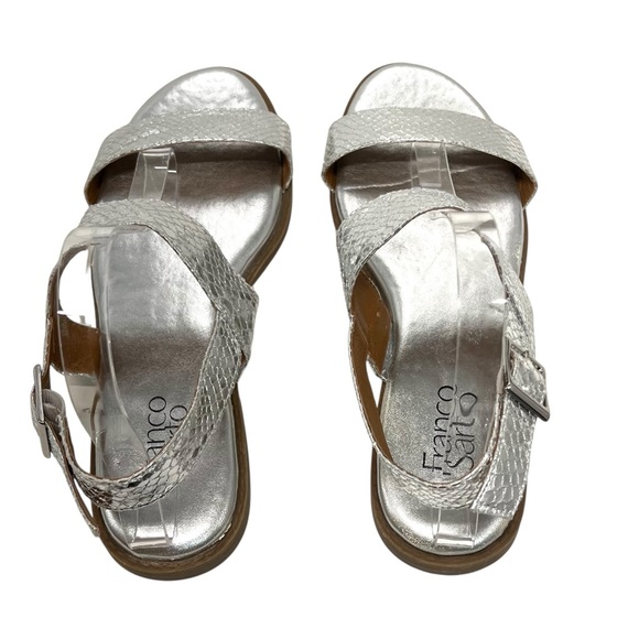 Franco Sarto Velocity Silver Snakeskin Comfort Flat Sandals Women’s 10 - Picture 8 of 13